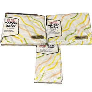 Vintage Morgan Jones Luxury Muslin Full Double Set Fitted Flat Sheet